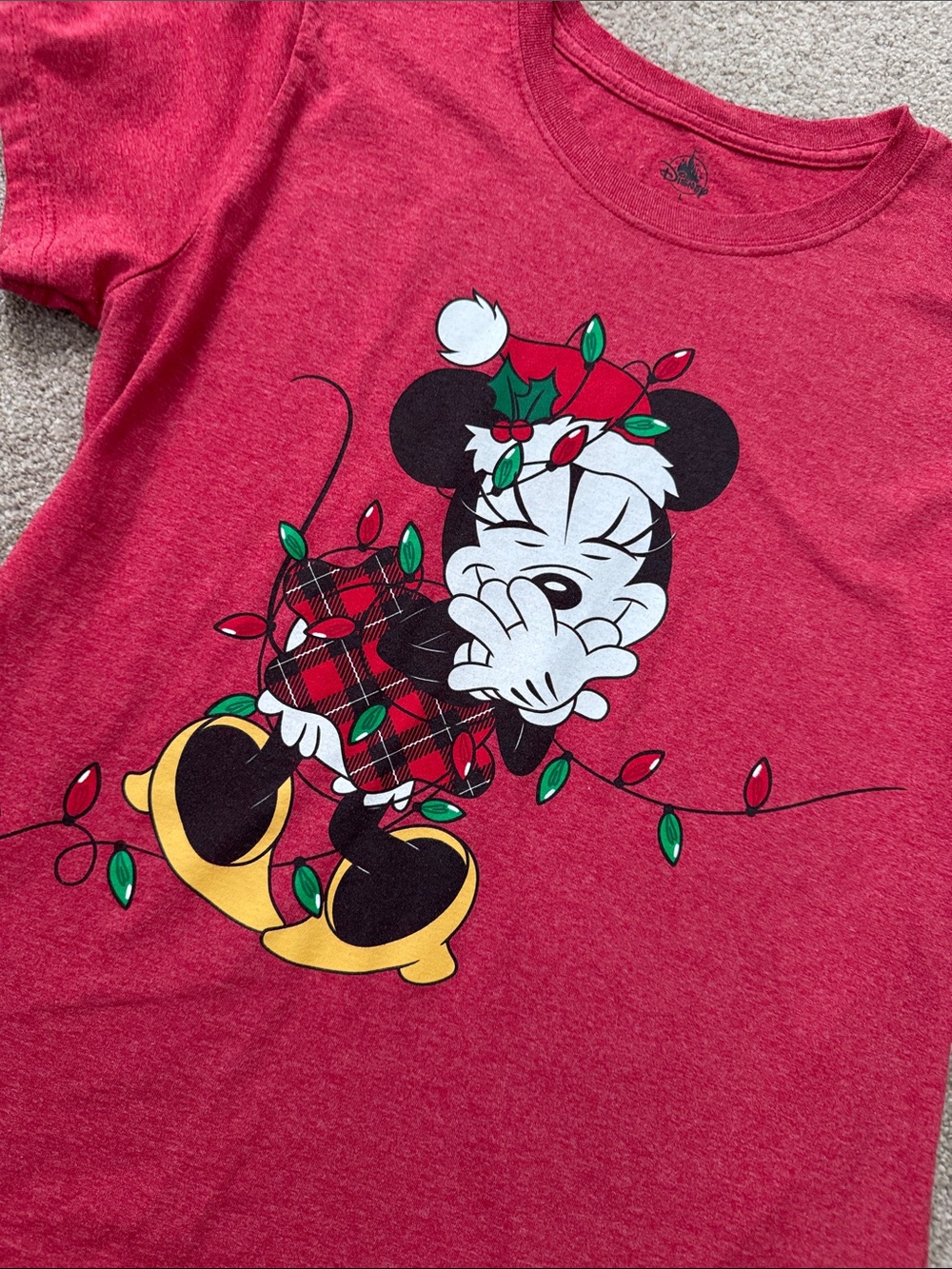 Disney Red Minnie Mouse Holiday Short Sleeve Tee
